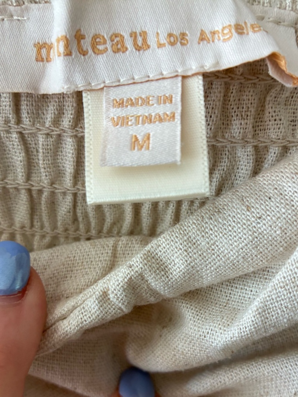 NWT Monteau Linen Strapless Pleated Summer Casual Miniβ Dress in Beige Medium - Picture 6 of 7